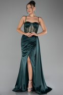 Abendkleid Lang Satin Smaragdgrün ABU4090