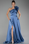 Abendkleid Lang Satin Indigo ABU4092