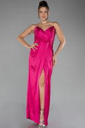 Abschlusskleid Lang Satin Fuchsie ABU4071