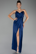 Abschlusskleid Lang Satin Marineblau ABU4071