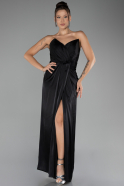 Abschlusskleid Lang Satin Schwarz ABU4071