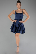 Partykleid Kurz Satin Marineblau ABK2114