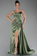 Abschlusskleid Lang Satin Khaki ABU4093