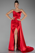 Abschlusskleid Lang Satin Rot ABU4093