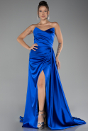 Abschlusskleid Lang Satin Sächsischblau ABU4093