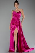 Abschlusskleid Lang Satin Fuchsie ABU4093