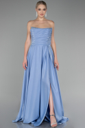 Eisblau Abendkleid Satin Lang ABU4013