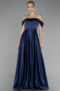 Abendkleid Lang Satin Marineblau ABU4122