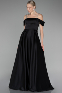 Abendkleid Lang Satin Schwarz ABU4122