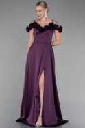 Abendkleid Lang Satin Pflaume ABU4123