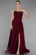 Weinrot Abendkleid Satin Lang ABU4013