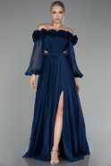 Abendkleid Lang Chiffon Marineblau ABU4130