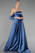 Abschlusskleid Lang Satin Indigo ABU4132