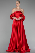 Abschlusskleid Lang Satin Rot ABU4132