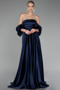 Abschlusskleid Lang Satin Marineblau ABU4132