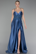 Abendkleid Lang Satin Indigo ABU4133