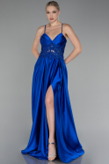 Abendkleid Lang Satin Sächsischblau ABU4133