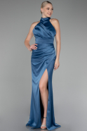 Abendkleid Lang Satin Indigo ABU4109