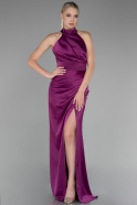 Abendkleid Lang Satin Pflaume ABU4109