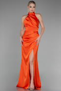 Abendkleid Lang Satin Orange ABU4109