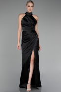 Abendkleid Lang Satin Schwarz ABU4109