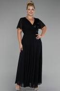 Abendkleid in Übergröße Lang Chiffon Schwarz ABU4098