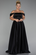 Abendkleid in Übergröße Lang Satin Schwarz ABU4125