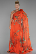 Orange Abendkleid İn Übergröße Lang ABU3744