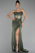 Abendkleid Lang Satin Khaki ABU4155