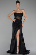 Abendkleid Lang Satin Schwarz ABU4155