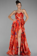 Abendkleid Lang Orange ABU4157