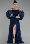 Abendkleid Lang Chiffon Marineblau ABU4165