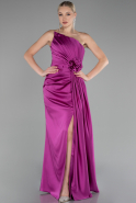 Abendkleid Lang Satin Fuchsie ABU4174