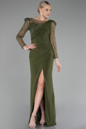 Khaki Abendkleid Lang ABU4117