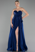 Abendkleid Lang Satin Azurblau ABU4187