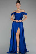 Abschlusskleid Lang Satin Sächsischblau ABU4219