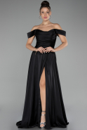 Abschlusskleid Lang Satin Schwarz ABU4219