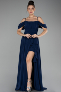 Marineblau Abendkleid Chiffon Lang ABU3591