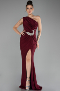 Weinrot Abendkleid Lang ABU4116