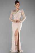 Beige Abendkleid Lang ABU4117