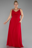 Abschlusskleid In Übergröße Lang Chiffon Rot ABU4166