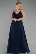 Abschlusskleid In Übergröße Lang Chiffon Marineblau ABU4166