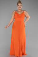 Abschlusskleid In Übergröße Lang Chiffon Orange ABU4166