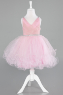 Abendkleid für Kinder Kurz Puder ABK2142