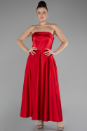 Abendkleid Midi Satin Rot ABK2143