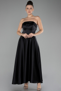 Abendkleid Midi Satin Schwarz ABK2143