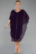 Einladungskleid In Übergröße Midi Chiffon Violett dunkel ABK2134