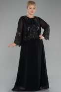 Abendkleid in Übergröße Lang Chiffon Schwarz ABU4254