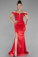 Abendkleid Lang Satin Rot ABU4264