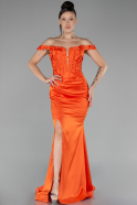 Abendkleid Lang Satin Orange ABU4264